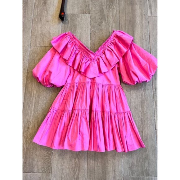 AJE Solstice Ruffled Poplin pink Mini Dress - Picture 8 of 13